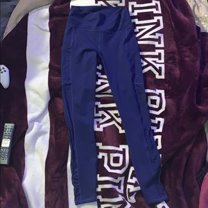 Dark Blue Fabletics Leggings With Mesh sides.